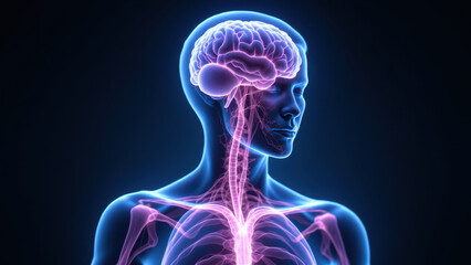 VNS - Vagus Nerve Stimulation visualized with human head and neck anatomy.