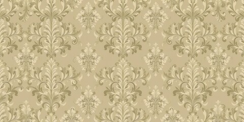 Elegant seamless damask wallpaper design with intricate floral and vine motifs in vintage colors, wallpaper, ornate, background