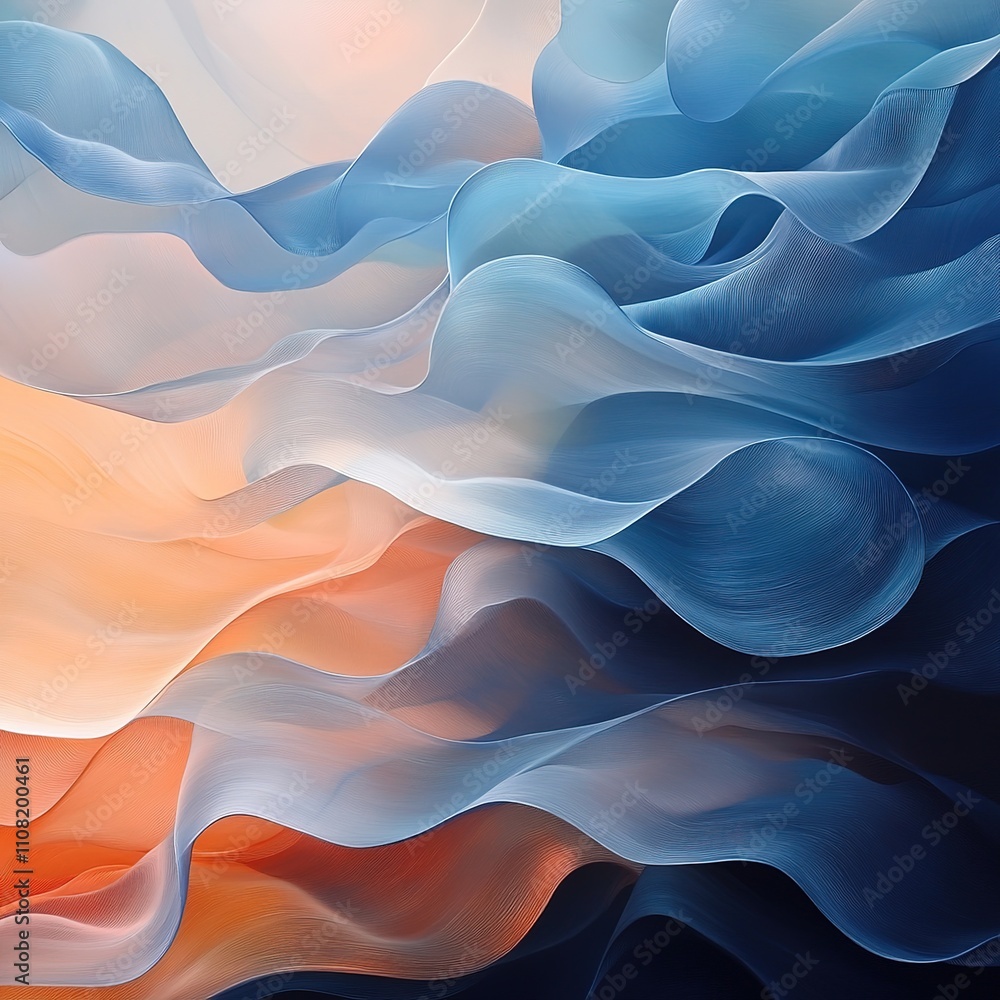 Poster dynamic waves of color in abstract art digital creation modern aesthetic calm environment artistic c