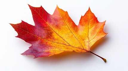 Obraz premium Maple leaf in autumn fall colour cut out and isolated on a white background 