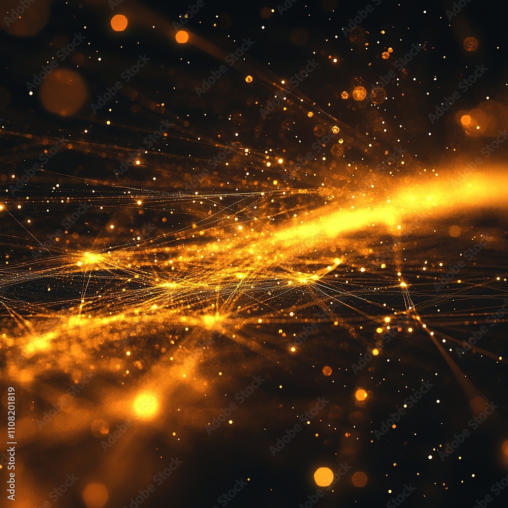 Poster dynamic light trails digital art abstract visualization dark background wide angle energy movement f
