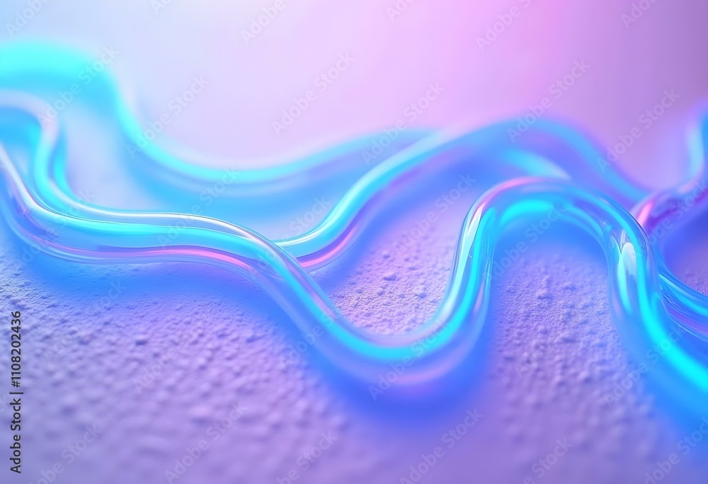 Poster curved blue and purple lines with varying thickness flowing fluidly across a textured white backgrou