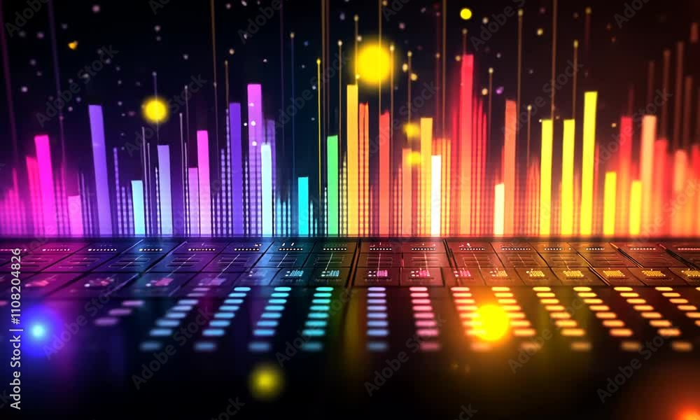 Poster vibrant audio spectrum visualizer: a symphony of color and sound