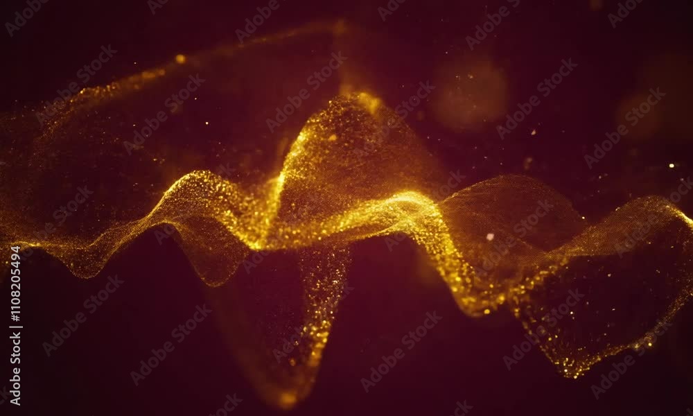 Poster golden particle wave abstract background