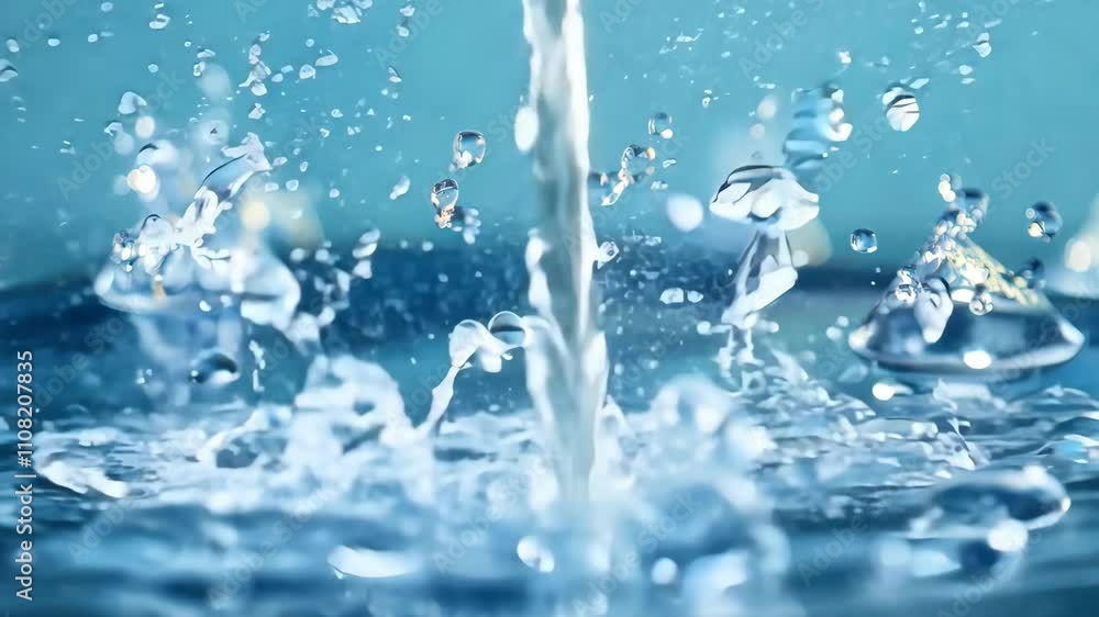 Poster close-up water surface with splash and air bubbles. abstract background with dynamic effect. for cov