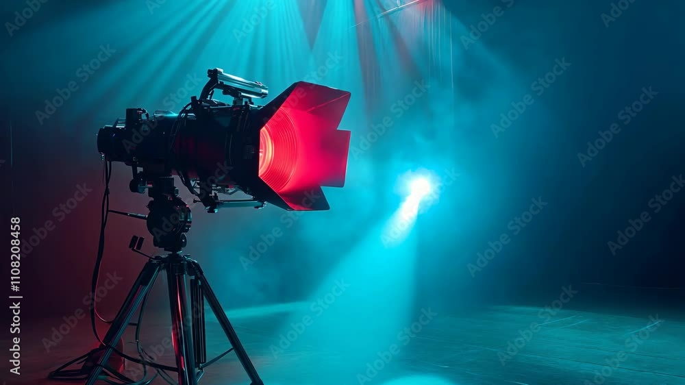 Poster lighting ramp with powerful spotlights for creating artificial lighting when working in the theater,