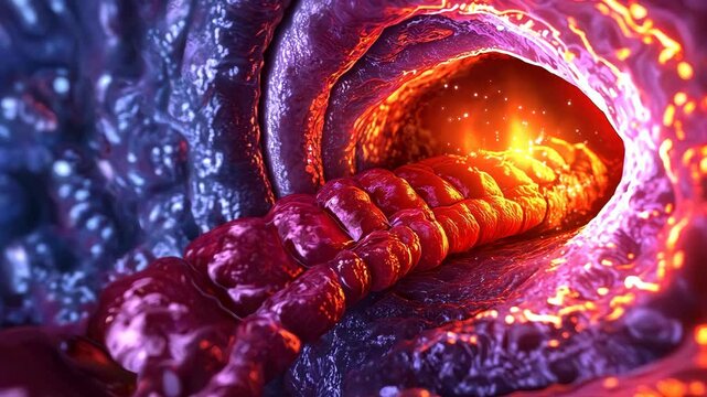 An anatomical diagram depicts peritonitis, emphasizing its inflammation, symptoms, and treatment strategies in a clear and informative manner. 4K Video
