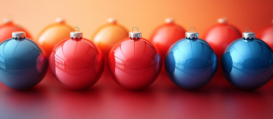 Christmas background with red and blue Christmas balls.