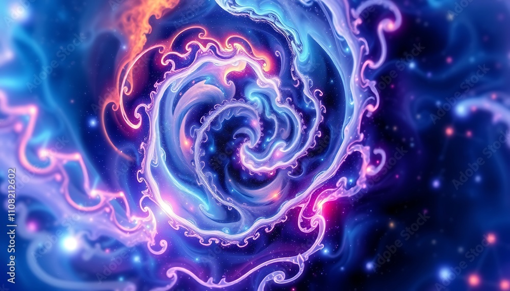 Poster infinite fractal dimensions merge with topological chaos, as cosmic looms weave celestial tapestries