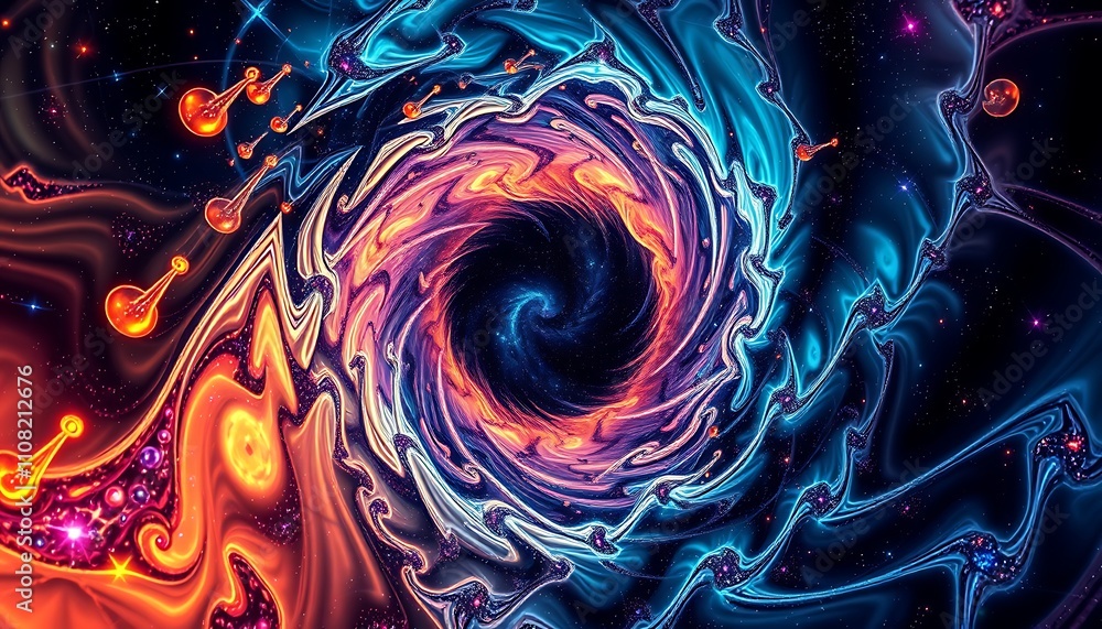 Poster infinite fractal realms where geometry dissolves into topological chaos, reality's fabric unravels l