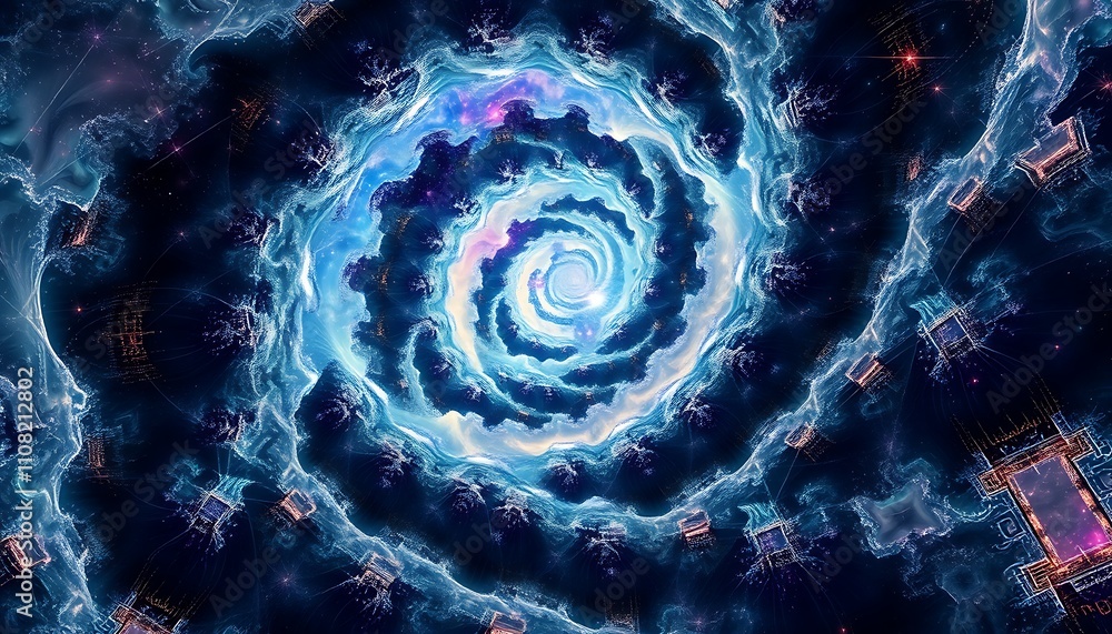 Poster infinite fractal realms where geometry dissolves into topological chaos, reality's fabric unravels l