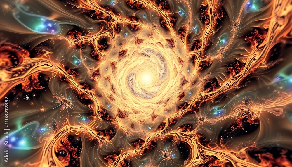 Poster infinite fractal realms where geometry dissolves into topological chaos, cosmic tapestries unravelin