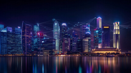 nternet and communication technology for the business world. Global world network on earth, advanced communication technology, cryptocurrencies, blockchain, IoT.インターネットとビジネス世界のための通信技術、Geranted AI