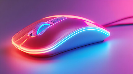 Neon Glow 3D Computer Mouse Illustration