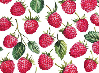 Vibrant Raspberry-Patterned Design on a Fresh White Canvas: A Perfect Blend of Color and Cleanliness