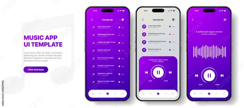 Poster Media music player interface isolated on white background. Multimedia frame template. Mockup live stream window, player. Online broadcasting. Multimedia navigation and music application.