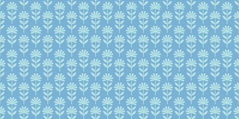 Seafoam Floral Pattern Design: Seamless Light Blue Flower Wallpaper Background