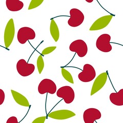 Summer fruit seamless cherry berry pattern for wrapping paper and fabrics