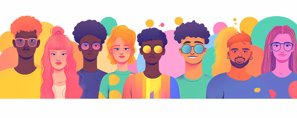 Diverse Faces, United: An illustration featuring a vibrant collection of diverse individuals, each with their own unique features and personalities, united as a representation of inclusivity.