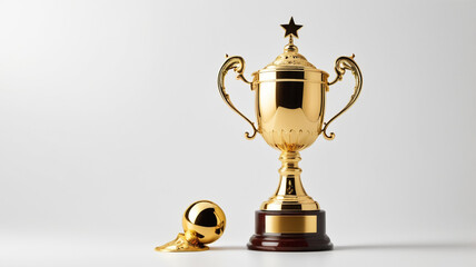 Fototapeta premium winner golden trophy cup on white background