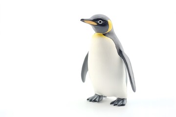Fototapeta premium Small penguin figurine on clean white background. Penguin Awareness Day.