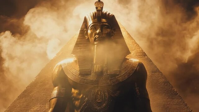 Ai Generated of Egyptian God Amun Ra, Ancient Egyptian Deity Ra with Pyramid 4K Video