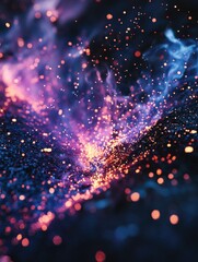 Obraz premium Colorful, glowing image of a starburst with purple and orange sparks