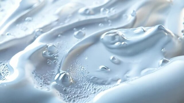 Condensation beads on a moist surface, showcasing a lifelike depiction of serum droplets on transparent liquid for skin care, enhancing the aesthetic of a shower or bath wall. 4K Video