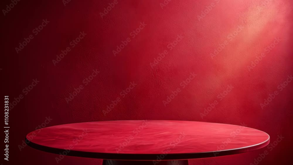 Poster red table with a red background. hyperrealistic video