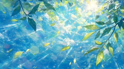 Falling Leaves Illustration: A Sunny Sky Background