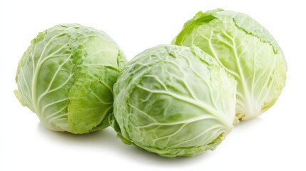 Fototapeta premium Savoy cabbage has rich green, crinkled leaves on a clean white backdrop