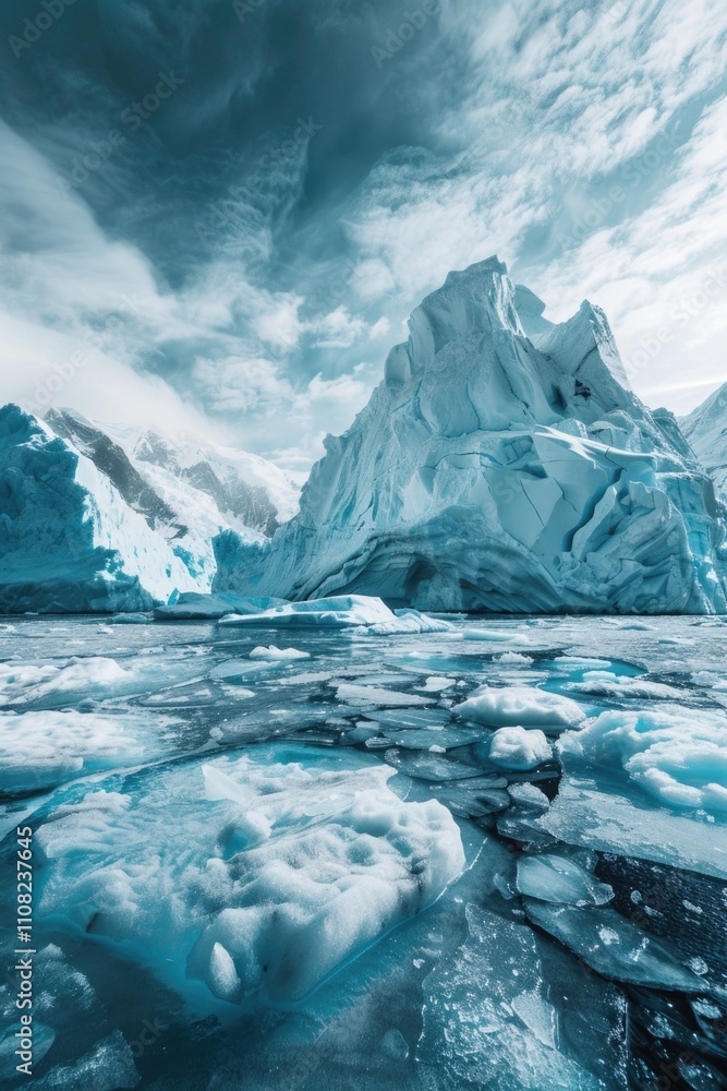 Poster large ice block is floating in the ocean