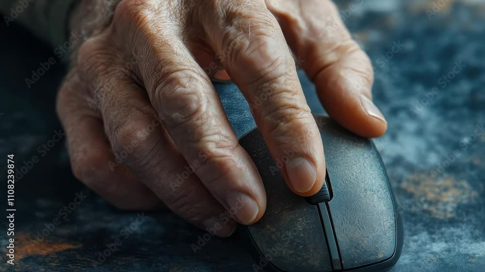 Aufkleber hand is pointing at a computer mouse. 4k video