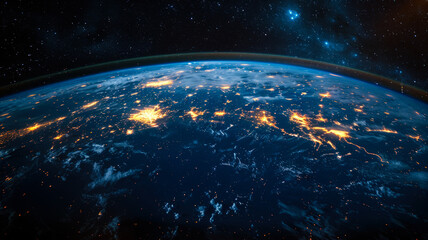 Obraz premium Earth from Space with City Lights at Night 