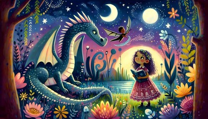 Obraz premium Dragones y Sueños Encantados
