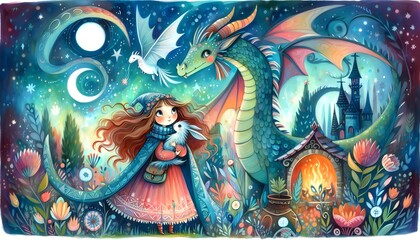 Fototapeta premium Dragones y Sueños Encantados