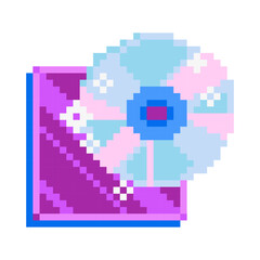 Fototapeta premium Retro Pixel Art Compact Disc, CD DVD 8-bit Icon.