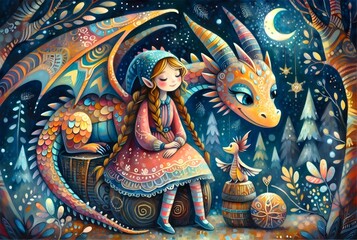 Fototapeta premium Dragones y Sueños Encantados