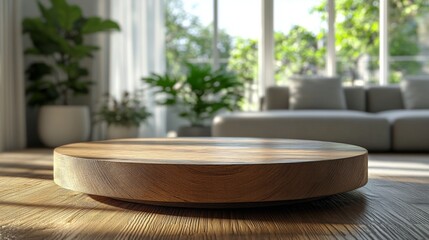 Fototapeta premium Modern Living Room with Wooden Coffee Table