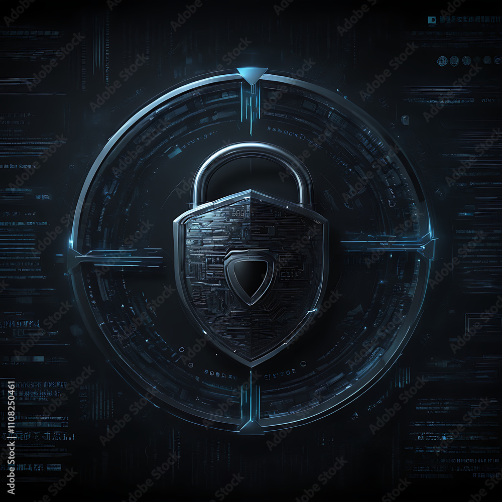 Poster cybersecurity shield: advanced digital protection and data security system
