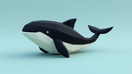 Fototapeta premium Low-poly 3D model of a killer whale.