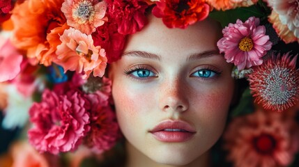 Naklejka premium Floral Beauty Portrait