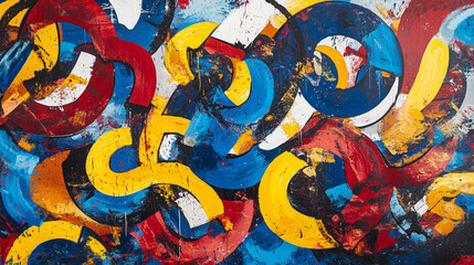 Abstract Colorful Swirls Painting  Red Blue Yellow Texture  Modern Art Canvas  Bold Stroke