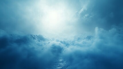 Obraz premium Mystical Cloudy Mountain Landscape