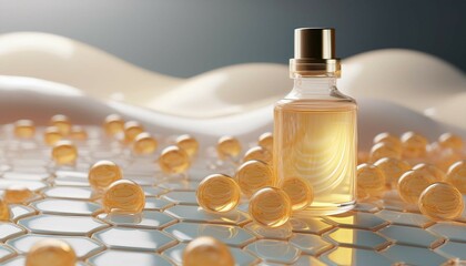oil serum on skin cells gluta cosmetic vitamin skin care cosmetics solution background 3d rendering