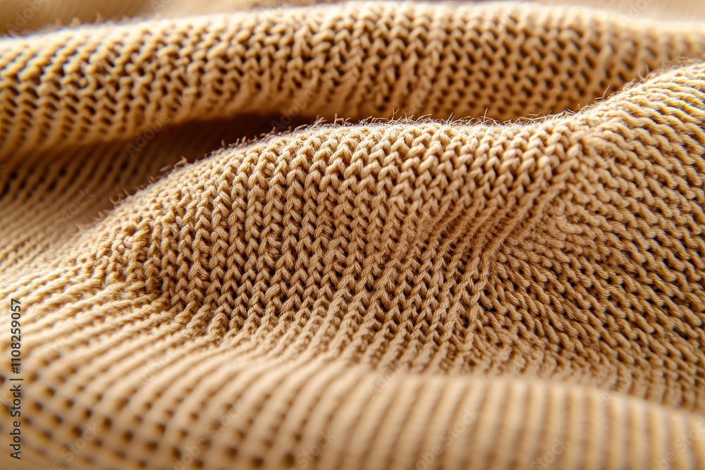 Poster close-up of soft beige knit fabric with intricate textures and patterns