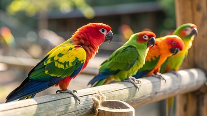 Obraz premium Close-up of macaw parrots with colorful feathers