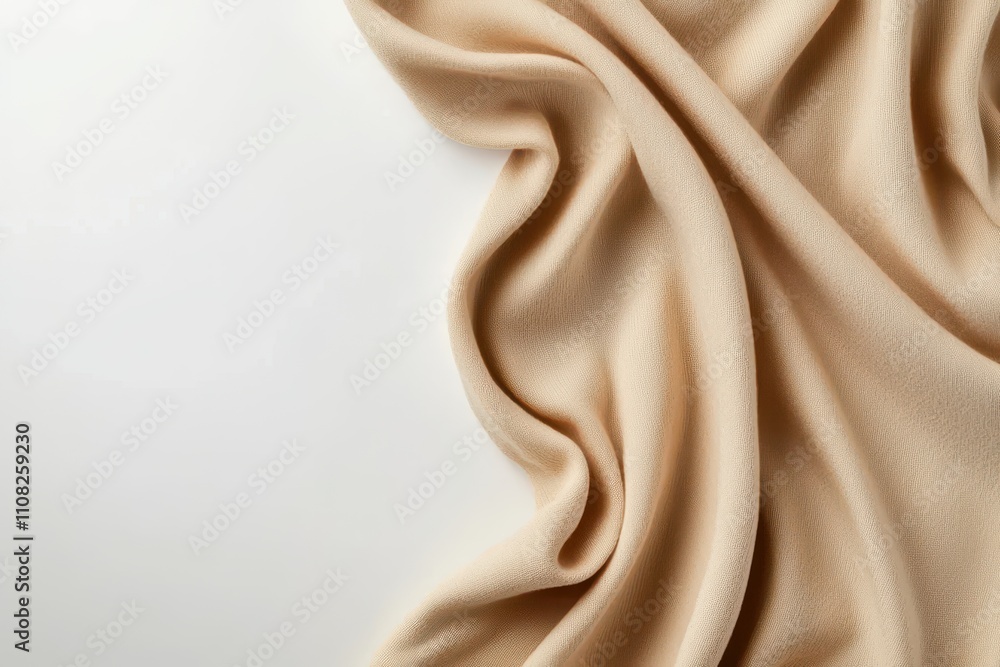 Poster soft beige fabric draping elegantly on a plain surface