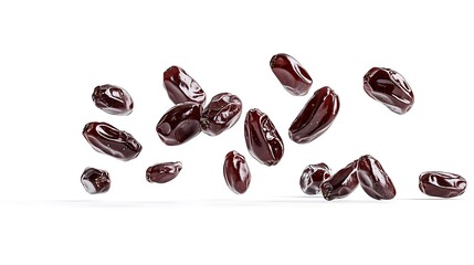 Obraz premium Falling Dates: A 3D Rendering of Sweet Dates in Motion