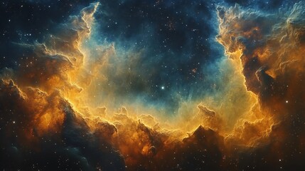 Fototapeta premium Detailed view of an interstellar dust cloud with vibrant colors and textures